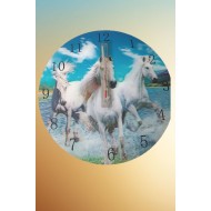 Pazarız Duvar Saati Hologramlı 3 Boyutlu Atlar Dekoratif 36 Cm Çap