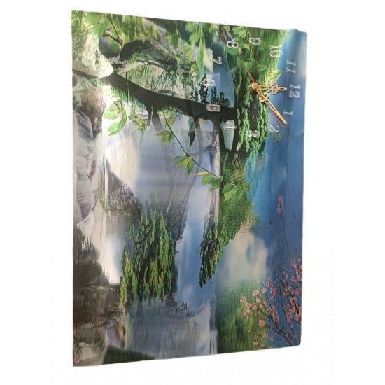 Pazarız Duvar Saati Hologramlı 3 Boyutlu Çiçekler Doğa Manzara Dekoratif 40 Cm 