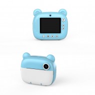 Pazariz Anlık Termal Yazıcılı Dijital Çocuk Kamerası Kulaklı 2.4 İnç HD Photo Printer Camera Mavi