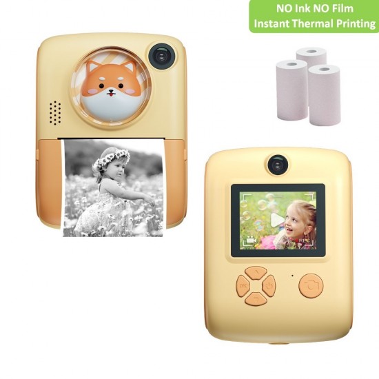 Pazariz Anlık Termal Yazıcılı Dijital Çocuk Kamerası 2.0 İnç HD Instant Photo Printer Camera Sarı