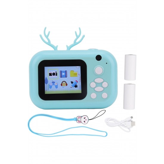Pazariz Anlık Termal Yazıcılı Dijital Çocuk Kamerası Geyikli 2.4 İnç HD Photo Printer Camera Pembe