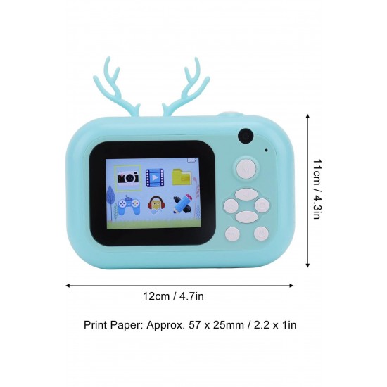 Pazariz Anlık Termal Yazıcılı Dijital Çocuk Kamerası Geyikli 2.4 İnç HD Photo Printer Camera Pembe