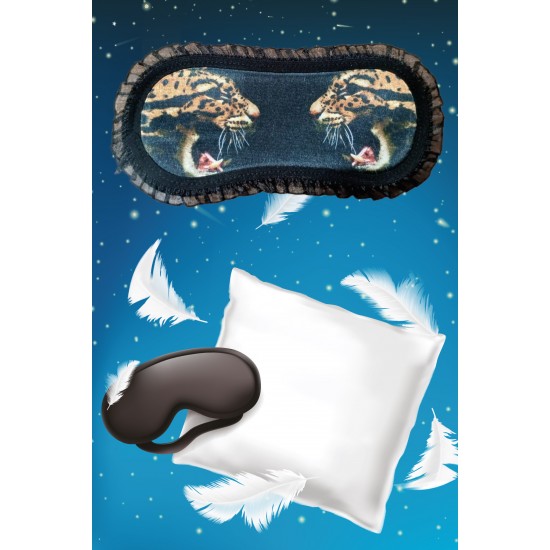 Pembecin Uyku Göz Bandı Maskesi Işık Önleyici Gözlük Maske Bant Eye Mask Leopar (1adet)