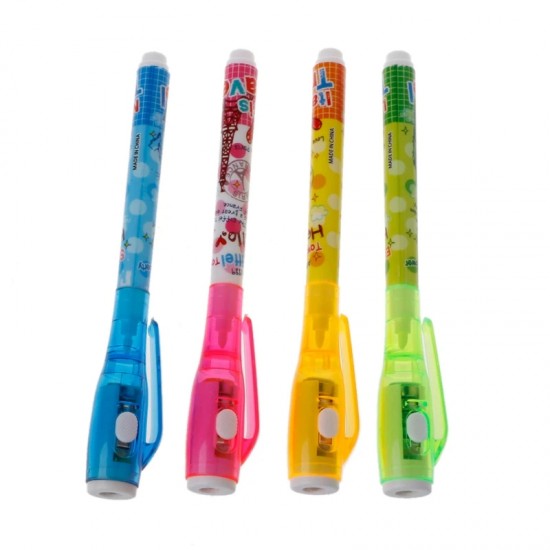 Pazariz Mor Işıklı Sihirli Görünmez Kalem Işıklı Kalem İnvisible ink Pens Uv Led Light 2 Ad