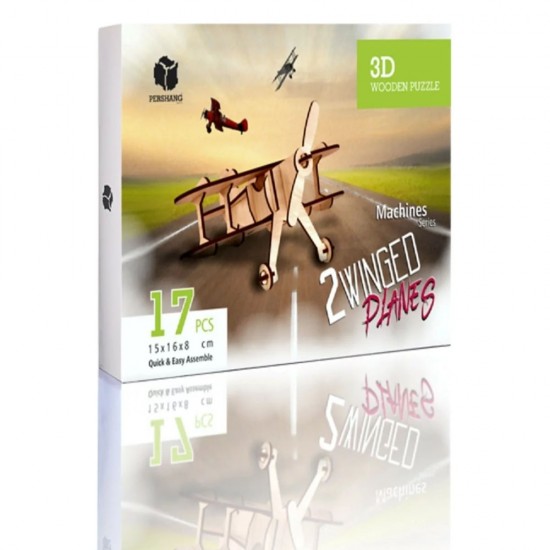 Pazariz 2 Kanatlı 3D 17 Parça Ahşap Uçak Puzzle