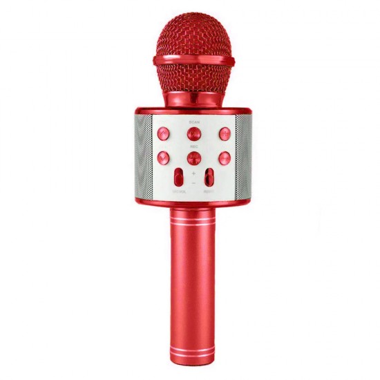 Pazariz Wster Ws-858 Kırmızı Karaoke Mikrofon Bluetooth Hoparlör Aux Usb Mikro Sd Kart Girişli 