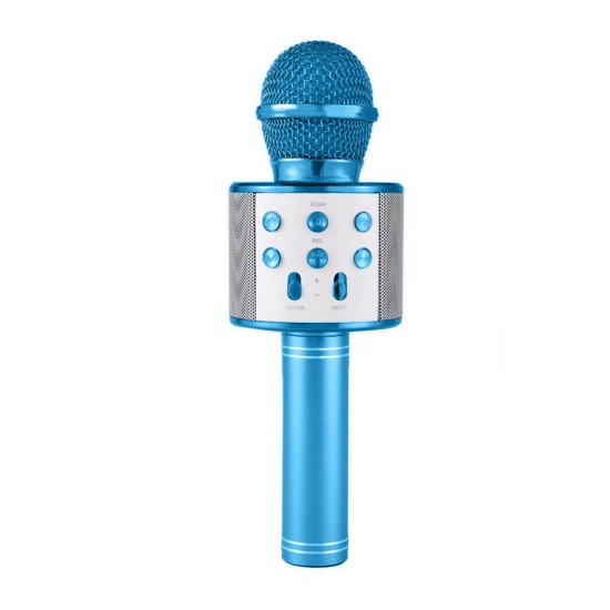 Pazariz Wster Ws-858 Mavi Karaoke Mikrofon Bluetooth Hoparlör Aux Usb Mikro Sd Kart Girişli 