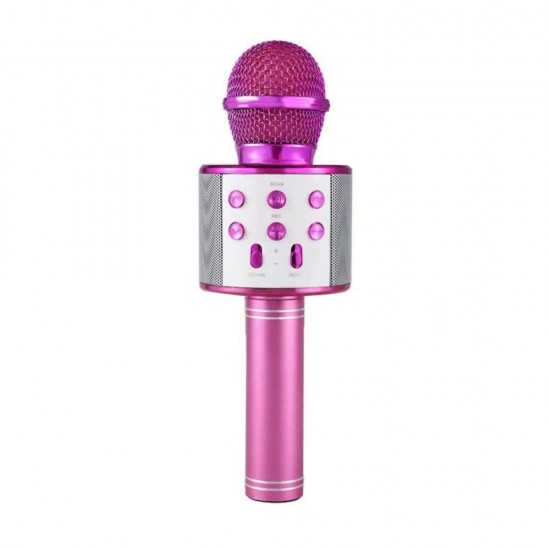 Pazariz Wster Ws-858 Pembe Karaoke Mikrofon Bluetooth Hoparlör Aux Usb Mikro Sd Kart Girişli 