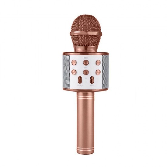 Pazariz Wster Ws-858 Rose Gold Karaoke Mikrofon Bluetooth Hoparlör Aux Usb Mikro Sd Kart Girişli 