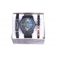 Pazariz Erkek Kol Saati Bileklik 3 Parça Hediye Set