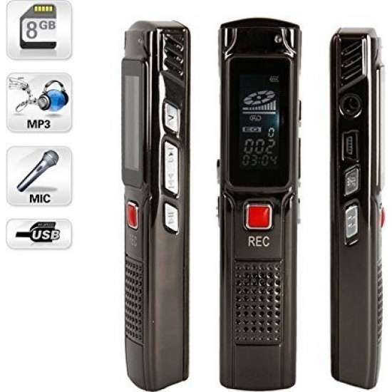 Pazariz Dijital Ses Kayıt Cihazı Mp3 Çalar Profesyonel Ses Kayıt Cihazı 8 Gb