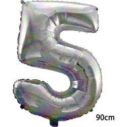 90 cm 5 Rakamı Folyo Balon Gümüş