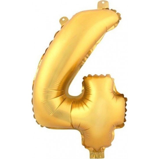 4 (Gold) Rakam Folyo Balon - 90 cm - Altın Folyo Rakam Balon