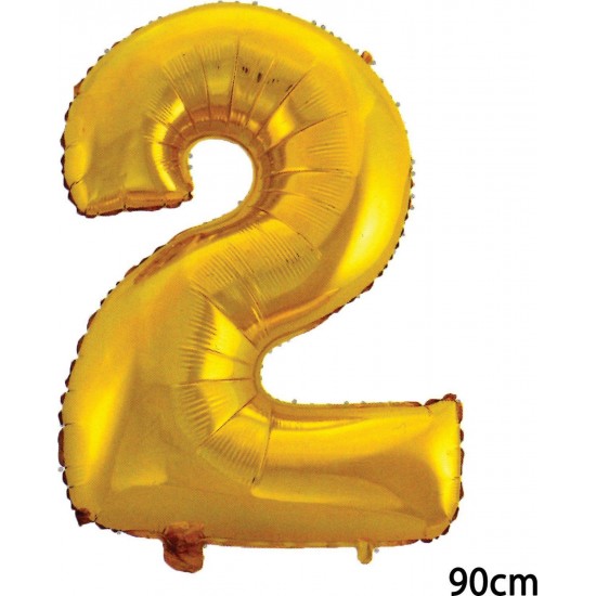 90 cm 2 Rakamı Folyo Balon Altın