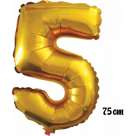 75 cm 5 Rakam Folyo Balon Altın