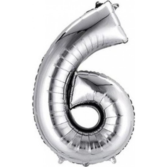 Parti 6 Rakamı Gümüş Folyo Balon 102 cm