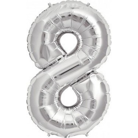 Rakam Folyo Balon 8 Rakamı Büyük Boy Balon Gümüş/gri 100CM