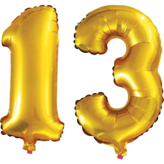 13 Yaş Sayı Folyo Balon Altın 90 cm