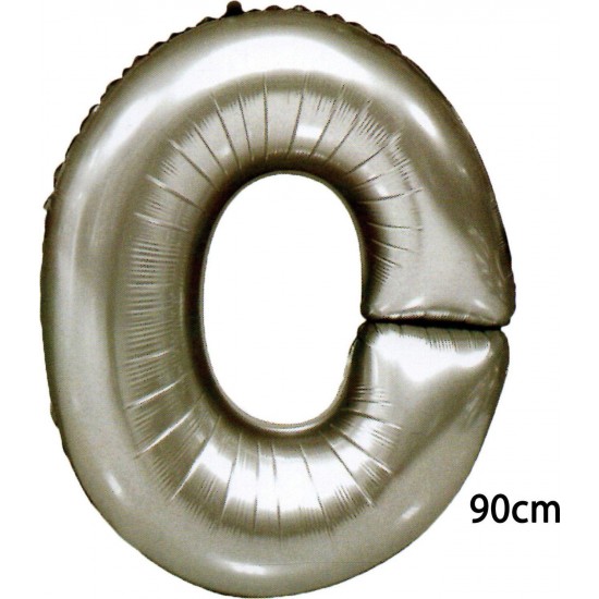 90 cm 0 Rakamı Folyo Balon Gümüş