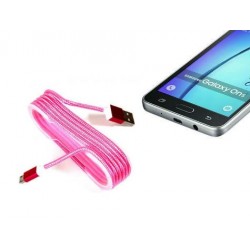 Pazariz Android Örgü Şeklinde Renkli Çelik Şarj Data Kablosu - Pembe