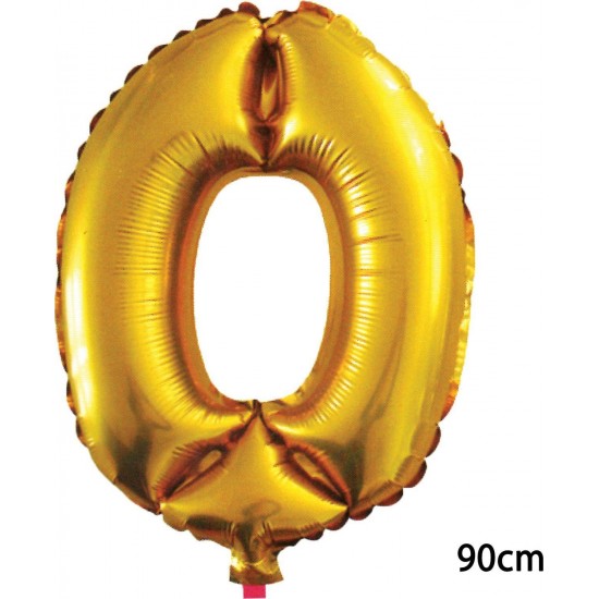 90 cm 0 Rakamı Folyo Balon Altın