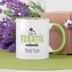 Yeşil Renkli Tekstil Mühendisi Kupa Bardak