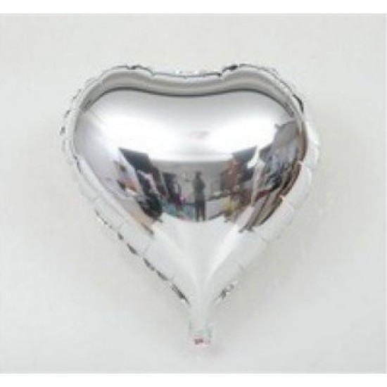 Kalp Balon Folyo Gümüş