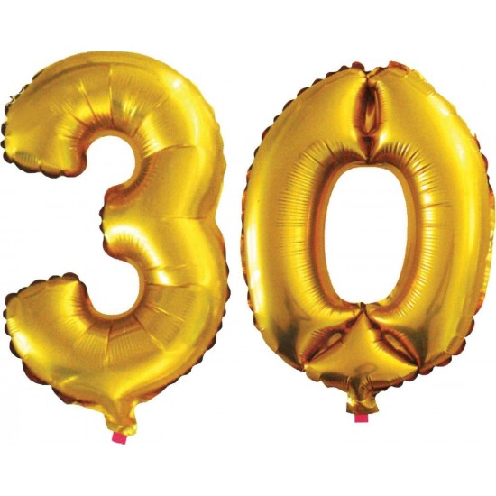 30 Yaş Sayı Folyo Balon Altın 90 cm
