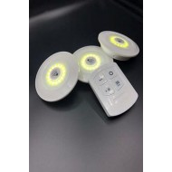 Pazariz 3lü Uzaktan Kumandalı Yapışkanlı Kablosuz Led Spot Lambalar