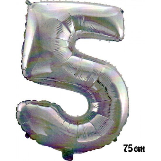 75 cm 5 Rakam Folyo Balon Gümüş