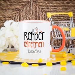 Turuncu Çizgili Rehber Öğretmen Kupa Bardak
