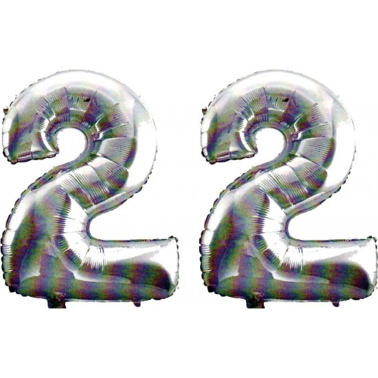 22 Yaş Sayı Folyo Balon Gümüş 90 cm