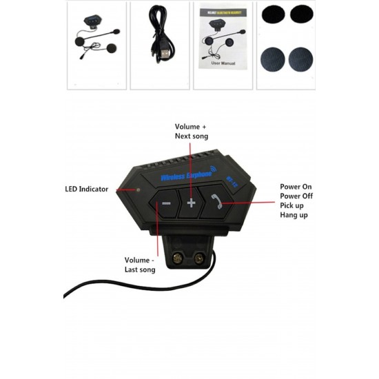 Pazariz Wireless Earphone Bt12 Bluetooth Motosiklet Kask Kulaklığı Motorcu Kulaklığı
