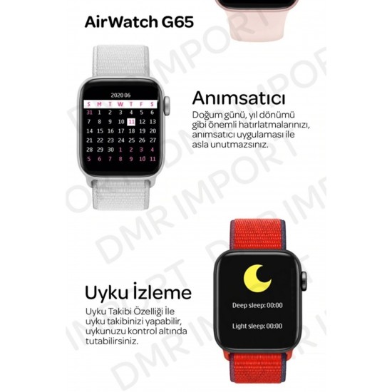 Pazarız G65l Akıllı Saat Suya Dayanıklı Ateş & Nabız Ölçer Çok Fonksiyonlu Ios Ve Android Uyumlu