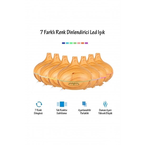 Pazariz Dekoratif Lamba Vazo 500ML Kumandalı Oda Hava Nemlendirici Buhar Makinesi Koku