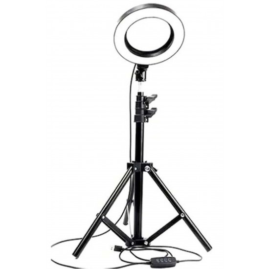 Pazariz  Led Tripod Işıklı Telefon Tutucu Makyaj Işığı Ring Light 10 Inç + 2.1 M Tripod 