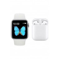 Pazariz Watch 6 Series Akıllı Saat + Beyaz I12 Airpods Bluetooth Kulaklık