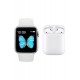 Pazariz Watch 6 Series Akıllı Saat + Beyaz I12 Airpods Bluetooth Kulaklık
