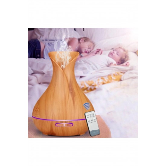 Pazariz Ultrasonik Aroma Difüzörü 7 Renk Led Işıklı Hava Nemlendirici Kumandalı Buhar Makinesi 550ml