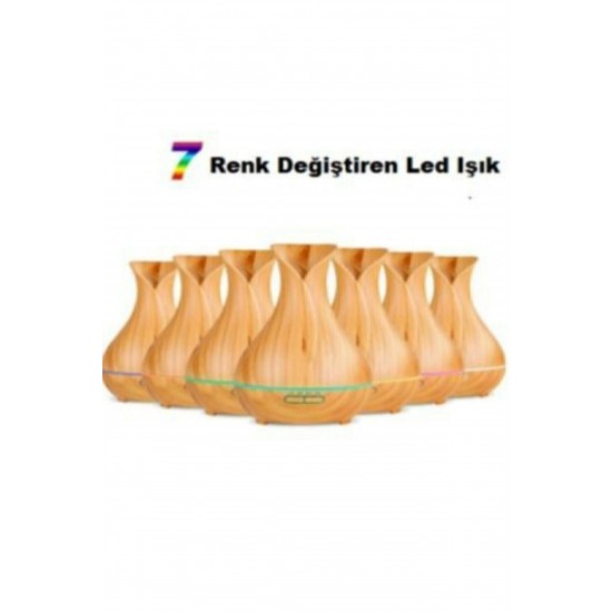 Pazariz Ultrasonik Aroma Difüzörü 7 Renk Led Işıklı Hava Nemlendirici Kumandalı Buhar Makinesi 550ml