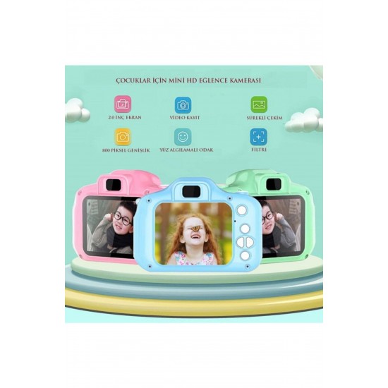 Pazariz Mini 1080p Hd Kamera Çocuklar Için Dijital Fotoğraf Makinesi 2.0 Inç Ekran 720-1080p Pembe