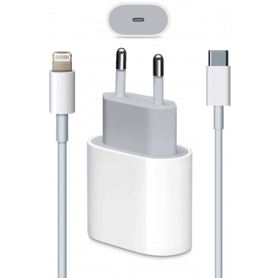 Pazariz Macbook Ipad Iphone 11 / 12 Pro Max Mini Uyumlu 20w Adaptör Kablo Usb-c Pd Hızlı Şarj Aleti