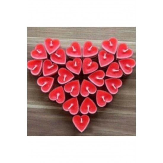  Pazariz Kalpli Mumlar Kırmızı Romantik Mum Çeşitleri 25 Adet Kalp Desenli Mum