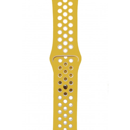 Pazariz Apple Watch Uyumlu 42-44-45 Mm A Kalite Bileklik Spor Band Delikli Kordon Sarı