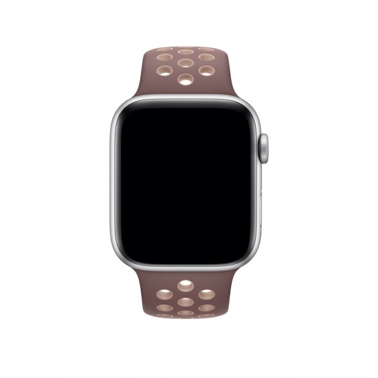 Pazariz Apple Watch Uyumlu 42-44-45 Mm Bileklik Spor Band Delikli Kordon Kahverengi