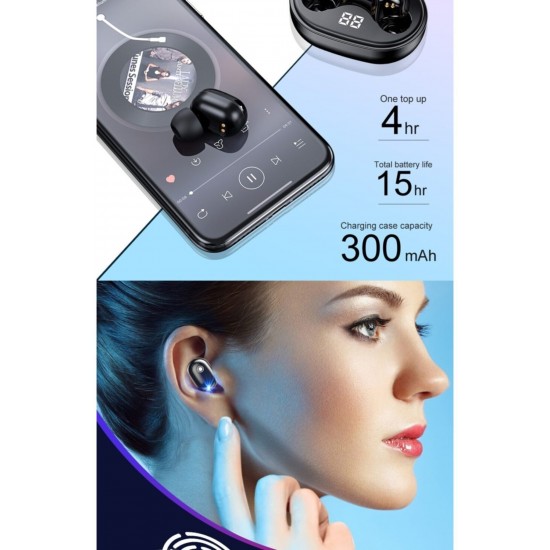 Pazariz Siyah pro Ledli Şarj Göstergeli 5.0 Bluetooth Kulaklık 