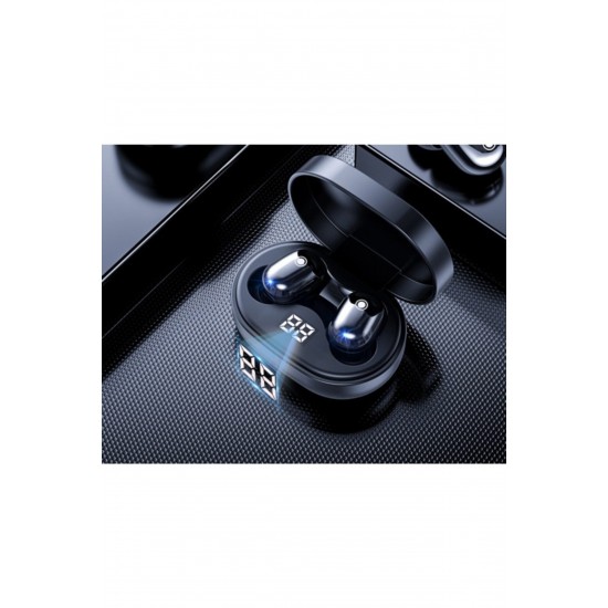 Pazariz Siyah pro Ledli Şarj Göstergeli 5.0 Bluetooth Kulaklık 