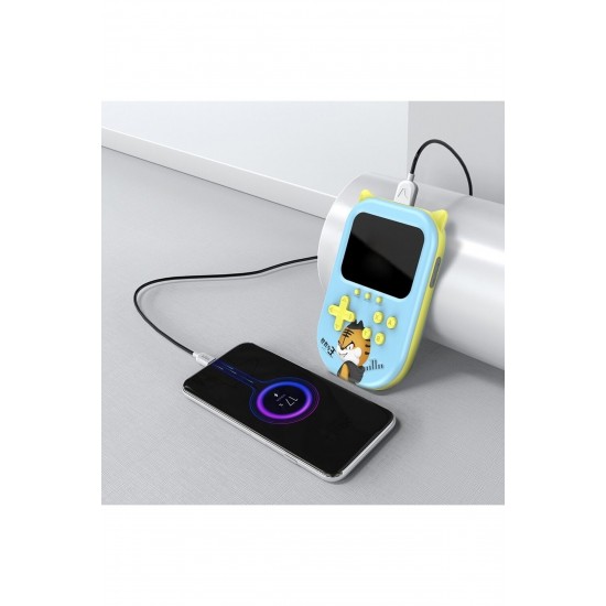 Pazariz 3.5 Inç Ekran 2 Oyuncu Taşınabilir Retro Nostaljik Gameboy & Gamebox Oyun Konsolu Mavi