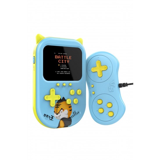 Pazariz 3.5 Inç Ekran 2 Oyuncu Taşınabilir Retro Nostaljik Gameboy & Gamebox Oyun Konsolu Mavi