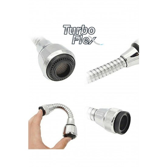Pazariz Turbo Flex Plastik Hortumlu Esnek Ayarlanabilir Musluk Başlığı 2 Aşamalı